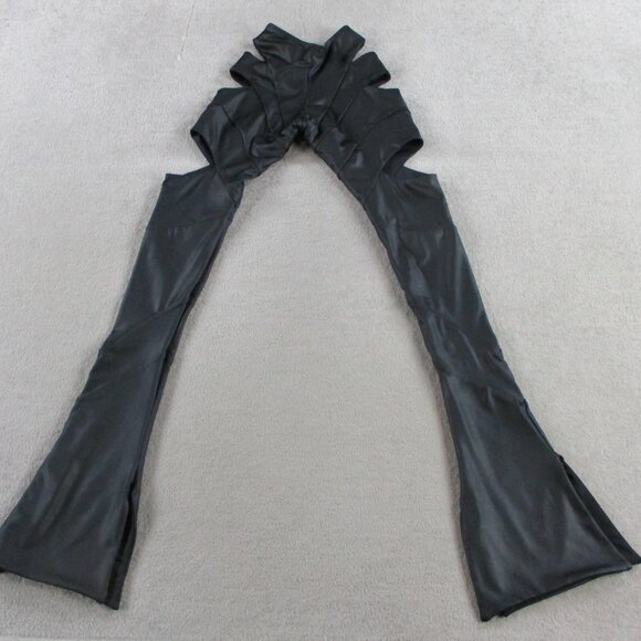 Lips + Honey Flare Pants Womens XS Bia Cut Out Faux Leather Black Slit Hem - Picture 4 of 10